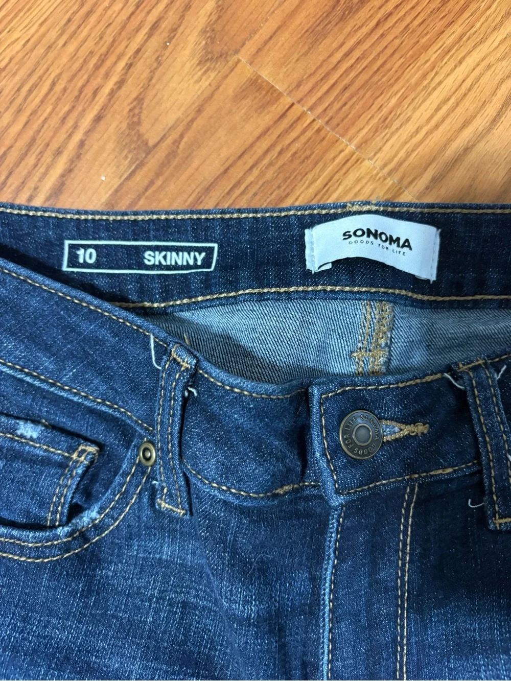 Sonoma Dark Blue Skinny Jeans with Subtle Distress